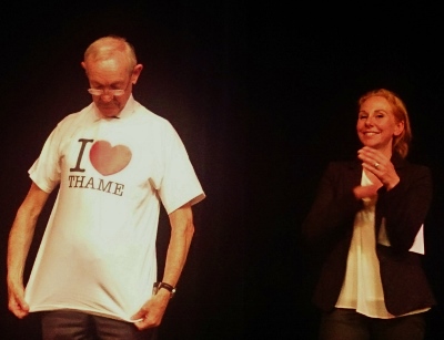 The Mayor of Montesson, Jean-Francois Bel, proudly wears his 'I love Thame' T shirt