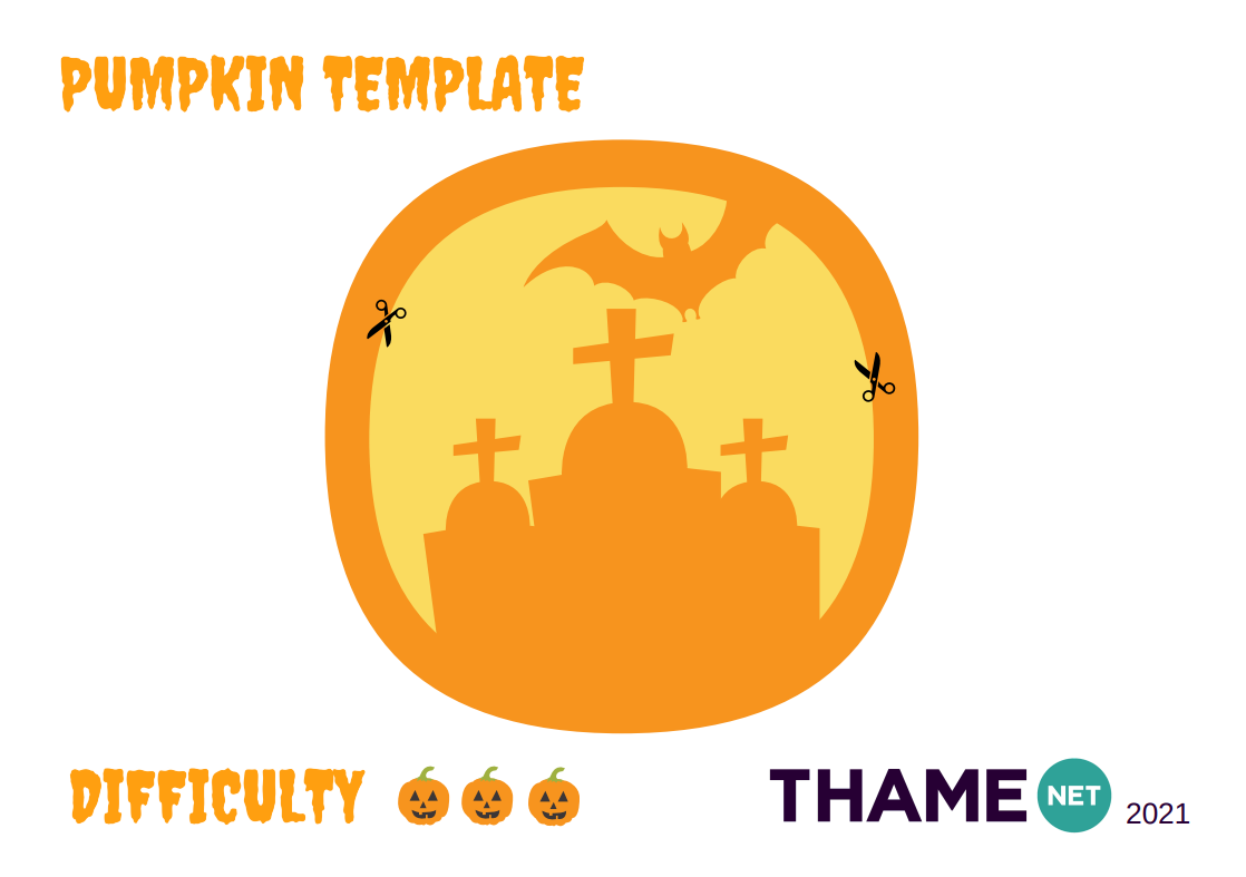 Graveyard pumpkin carving template