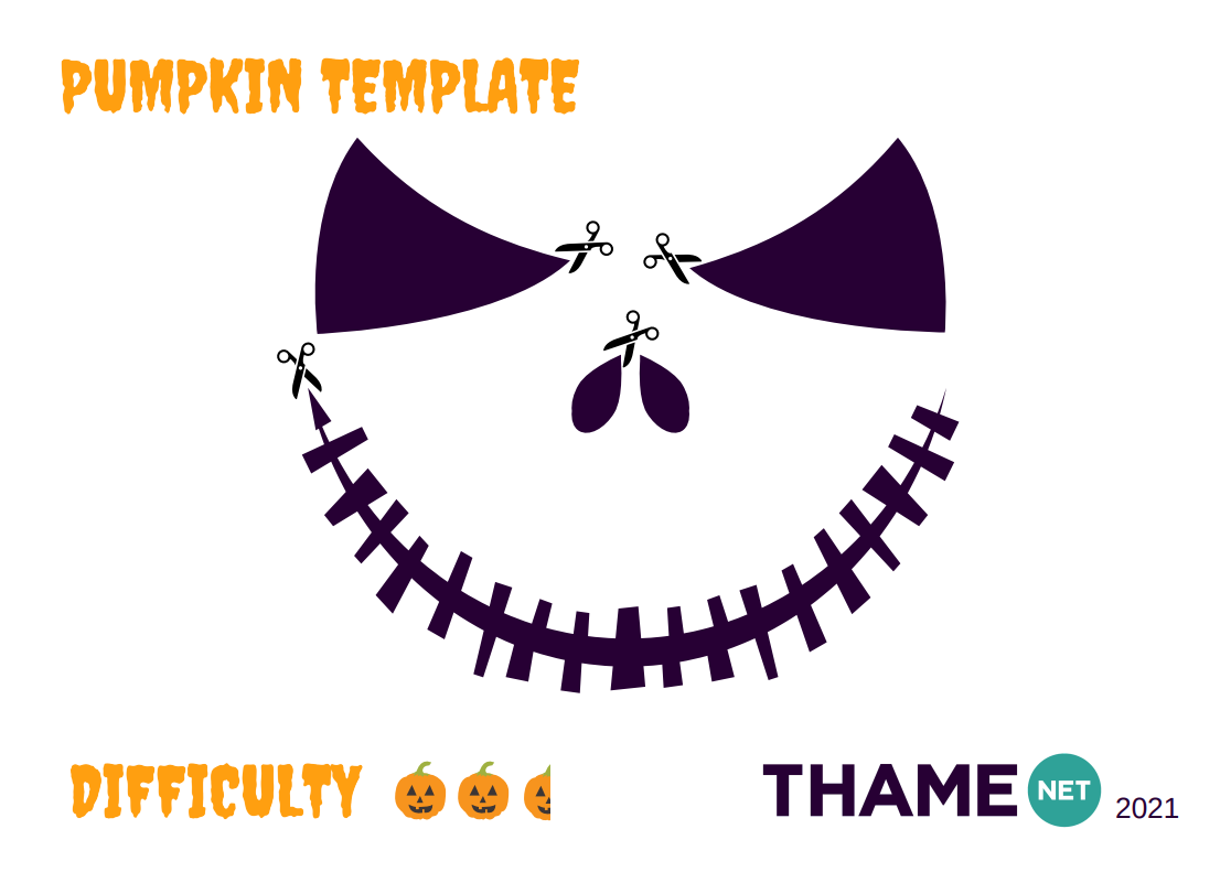 Scary face pumpkin carving template