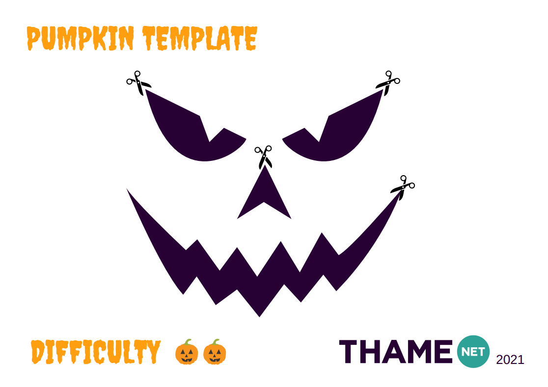 Scary face pumpkin carving template