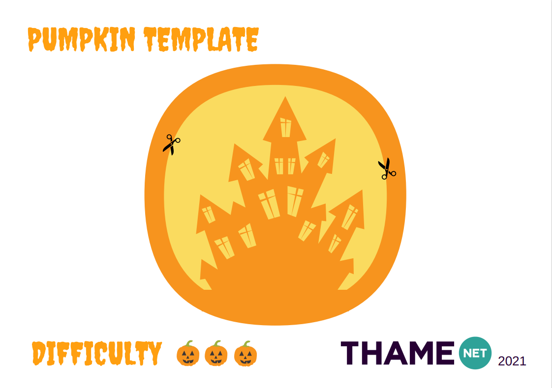 Haunted house pumpkin carving template