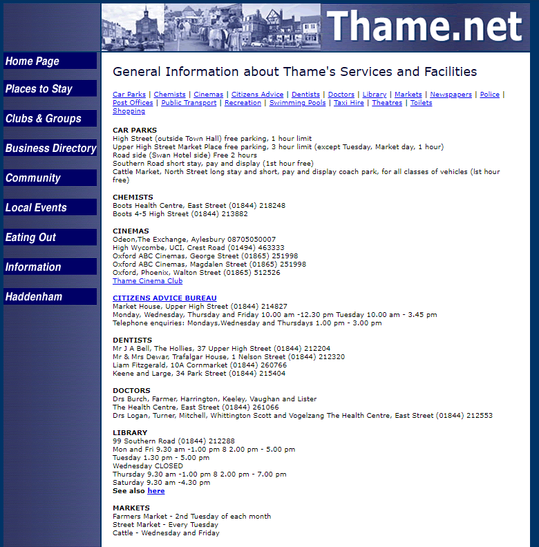 Thame.net in 1998