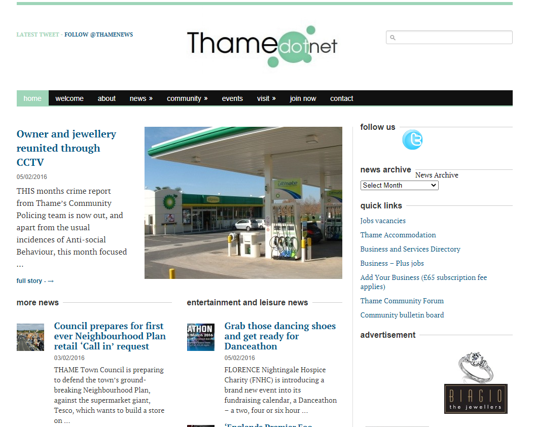 Thame.net in 2016