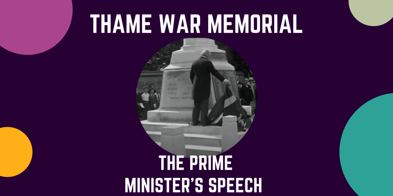 Thame War Memorial Opening – The Prime Minister’s Speech