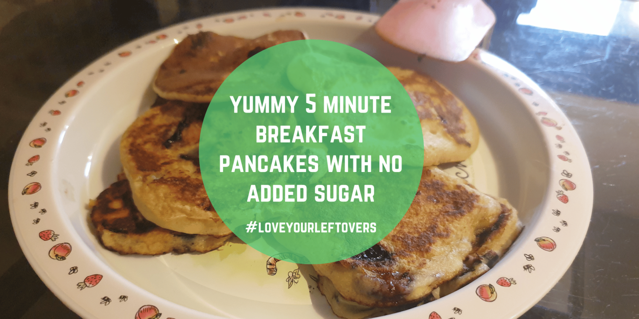 Banana and blueberry no added sugar breakfast pancakes