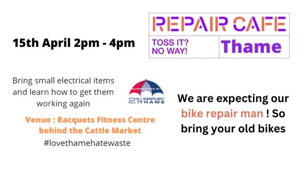 Thame Repair Cafe this Sat 15th April