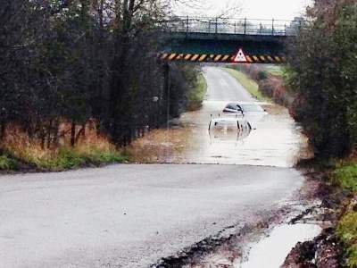 The Haddenham to Kingsey Road at the bridge, earlier this morning. Image courtesy of Mark Collins