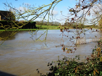 Last year's flooding (Feb 2014) Ford bridge on Oxford Rd looking West across Cuttle Brook field towards Thame by-pass