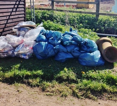 The pile of collected rubbish at the end of Morton Muck Out day