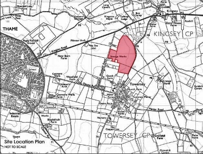 Map showing the site of the proposed solar park at Towersey