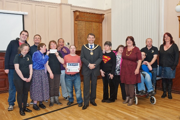 All the young people from Safar gather around the Mayor of Thame to thank him. Photo: Nick White