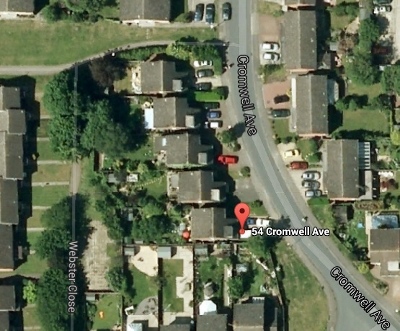 Satellite image showing Cromwell Avenue & the amenity area in question