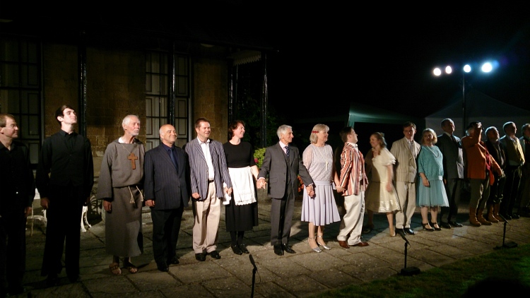 The cast of Thame Players' production of Much Ado About Nothing taking a well-earned bow at the end of Friday's performance