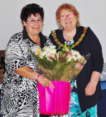 Retiring Chair of the Thame Town Awards Pat Ruxton, with Jeannette Matelot Green