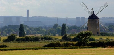 The Didcot towers from Great Haseley windmill - a view that will soon be gone; Image by Peter Matthews