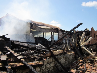 The still smouldering barn at North Weston today