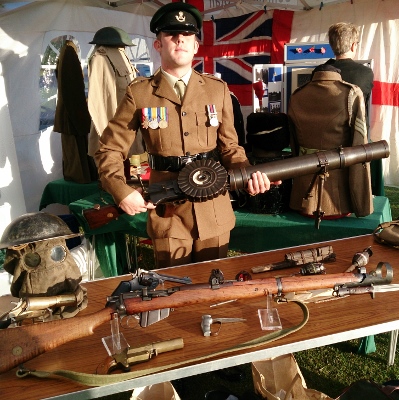 Corporal Tom Bowen, who lives in Thame, with a WW1 machine gun