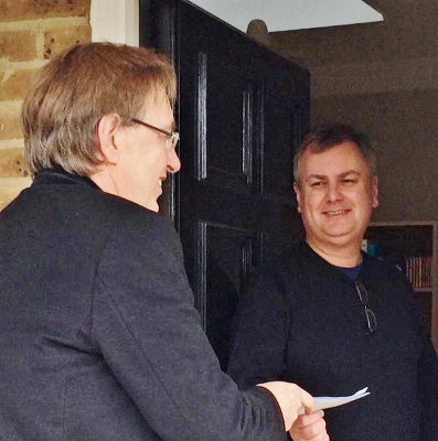 John Howell canvassing in Thame recently
