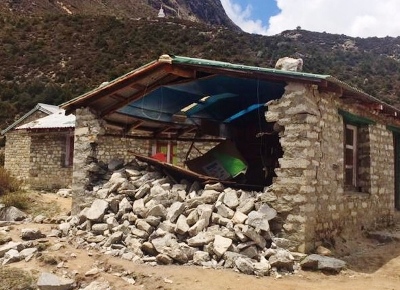 Thame lower school, Nepal, after the earthquake. 'Thame to Thame' aim to raise £30,000 to rebuild the school