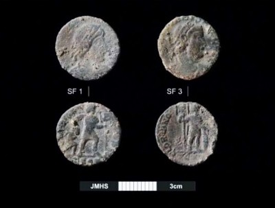 Roman coins found at site F in Thame (Image courtesy of John Moore Heritage Services)