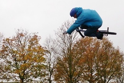 Harry King demonstrates his BMX skills at the opening of the new Thame Skate Park