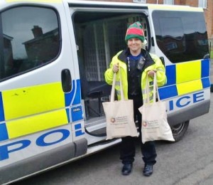 PCSO Diane Jackson delivering Christmas goodie bags to Thame's elderly