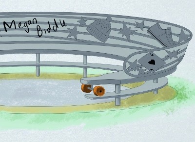 A detail from the designer, Michael Gibbs's plan for 'Megan's bench'