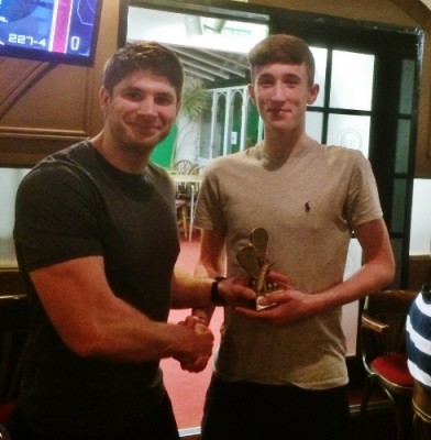Harry Hillier and Ben Hedger with the Player of the Season trophy