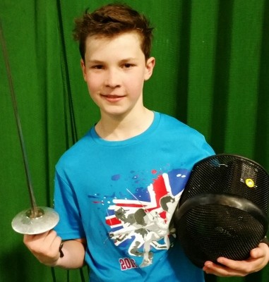 Hal Seed, 11, at the British Fencing Youth Championships 