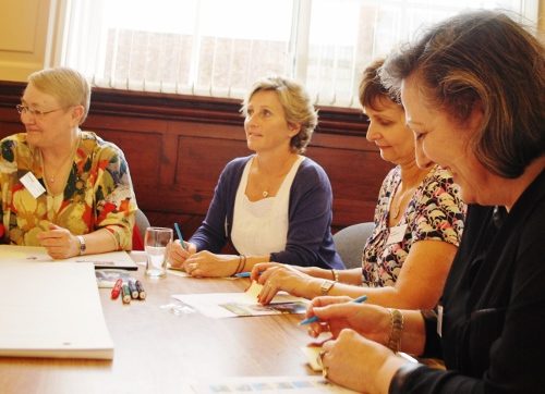 Patsy Baker (2nd Left) and Karen Clark of Thame Barns Centre share ideas about what Thame can do to attract more of the 'Midsomer' market