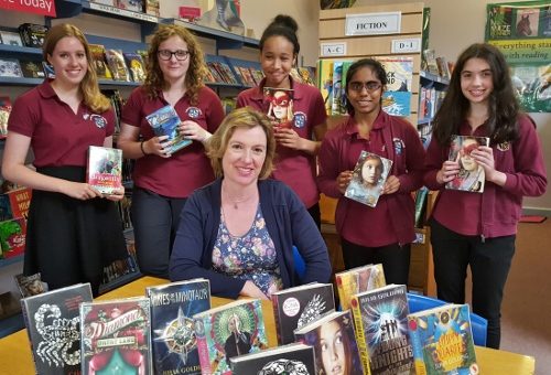 Julia Golding with a group of fans of her books at Lord Williams's School, Thame