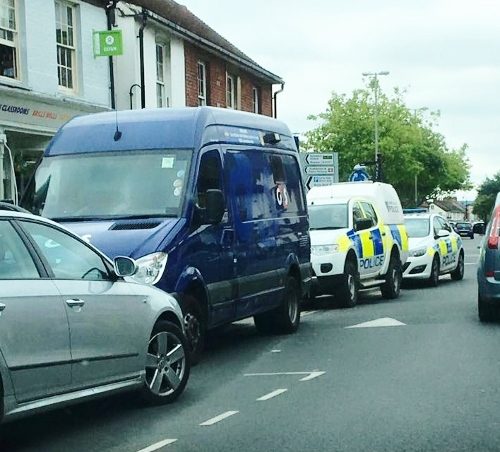 The security van involved in this morning's armed robbery in Thame