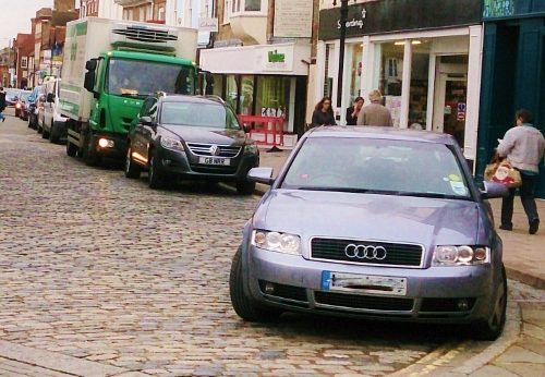 A typical example of bad parking in Buttermarket, Thame