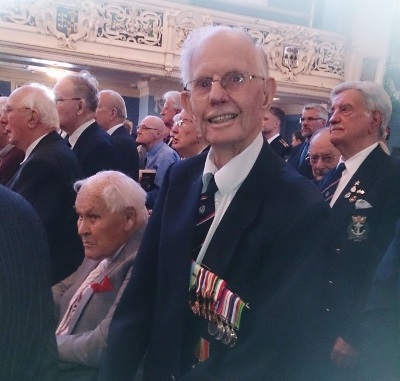 Jim Barratt at Oxford Town Hall in April 2015, when he was presented with a Convoy Medal by the Russian government